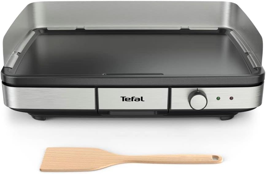 Tefal Maxi Plancha griddle CB690D - Large griddle suitable for 10-12 people - For indoor and outdoor grilling, Grey