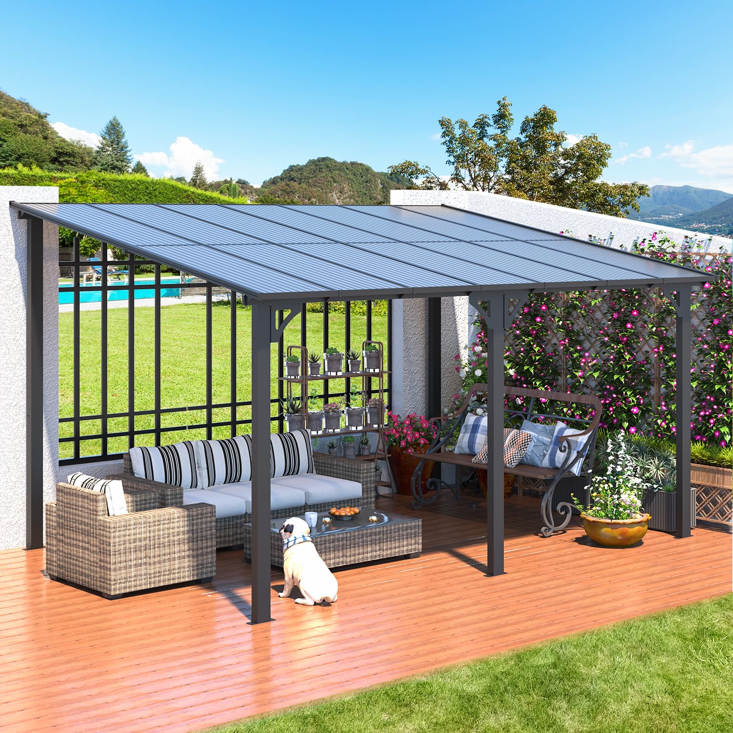 Gazebo AECOJOY 14' x 10' voor Patio met Dak