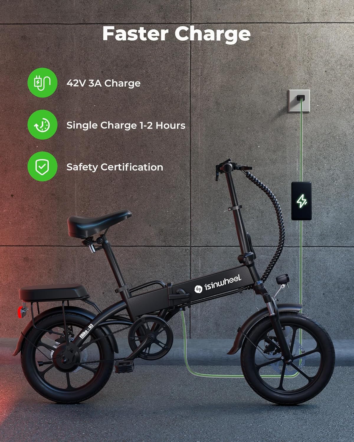 Elektrische fiets voor volwassenen, 500W motor, 20 mph opvouwbare e-bike, 14