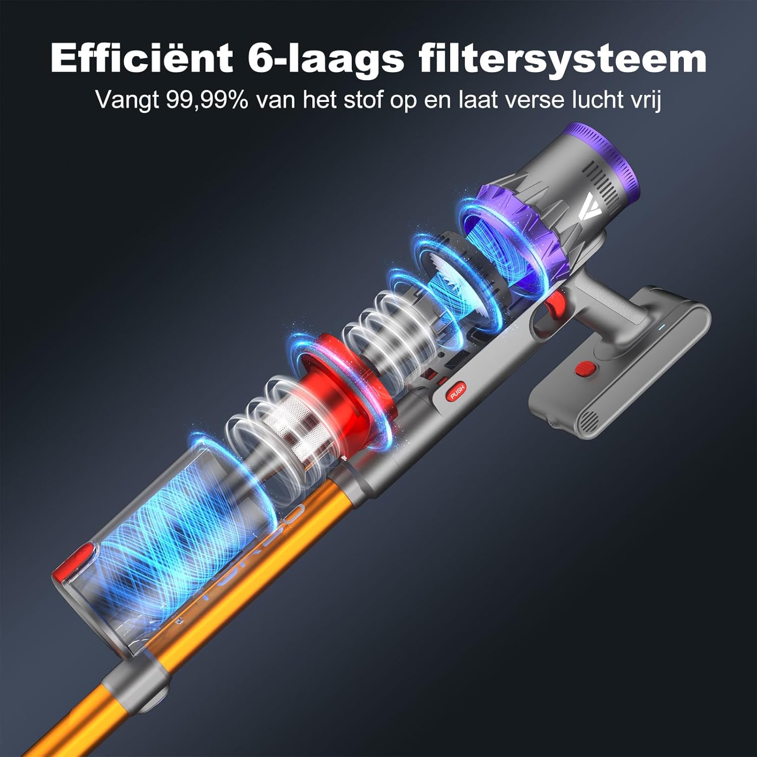 coovy SU7 Stick Vacuum Cleaner Cordless 580W/45Kpa/75Min, LED Display, 1.3 L Vacuum Cleaner Anti-tangle, Stick Vacuum Cleaner Cordless for Pet Hair, Carpet, Hard Floors