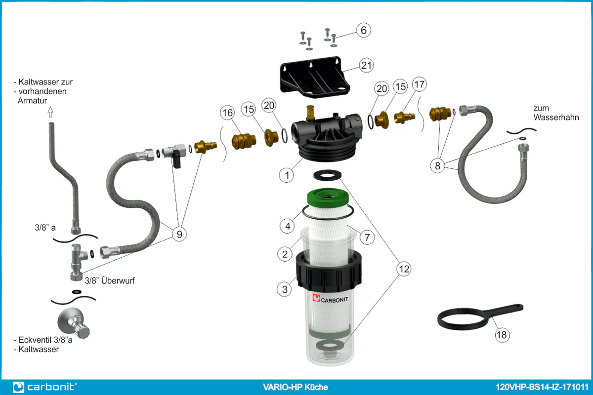 2025 Carbonit VARIO-HP K��che �C Flexibler Trinkwasserfilter zur Untertischmontage