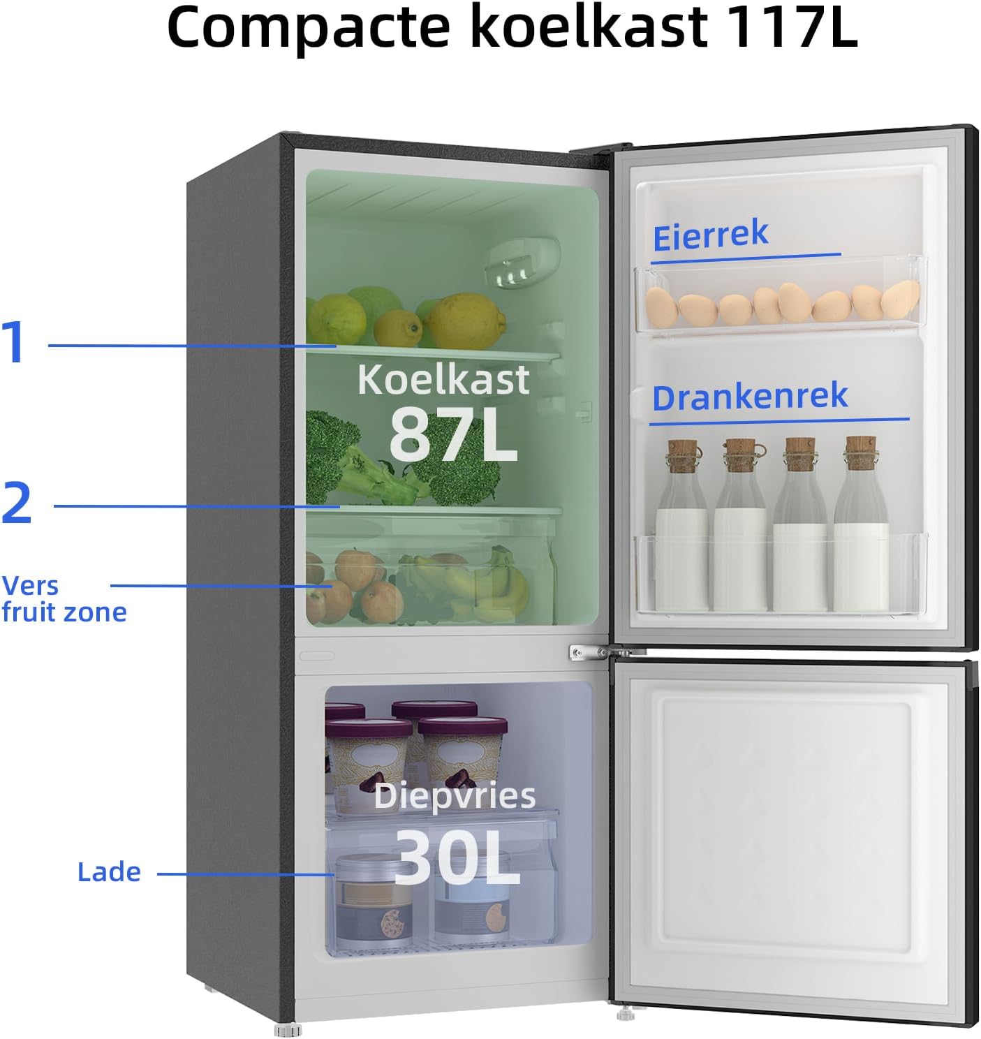 CHiQ FBM351NEI42, Fridge-Freezer, 356 Liters(260 + 96 L), No Frost, Silent 35dB, Inverter Compressor, Digital LED Display, 12 Year Warranty on Compressor, Stainless Steel