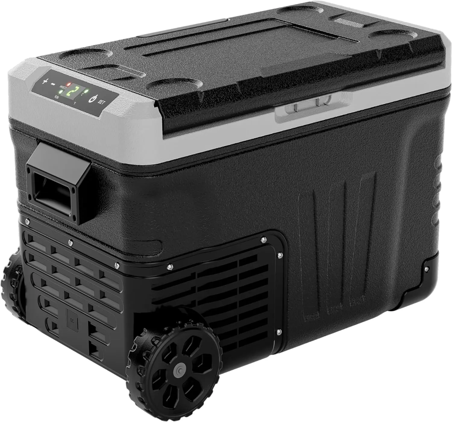 12 Volt Refrigerator, 53QT(50L) Electric Cooler, Portable Freezer 12V/24V DC 110-240V AC, 12V Fridge -4H~68H, 12V Cooler with Wheels & 2 Baskets for Travel, Truck, Boat, Camping