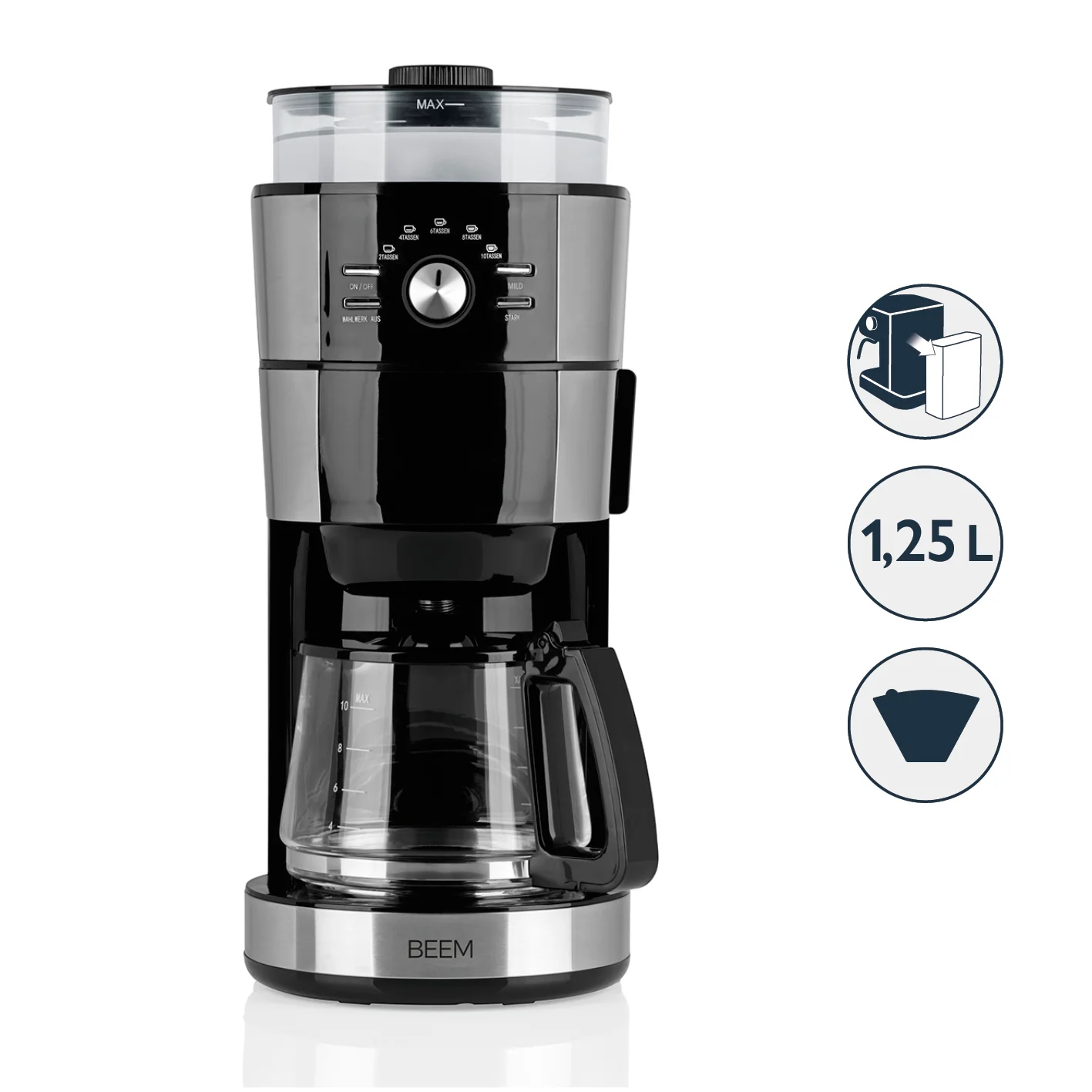 2025 FRESH-AROMA-INTENSE filterkoffiemachine met maalwerk - glas