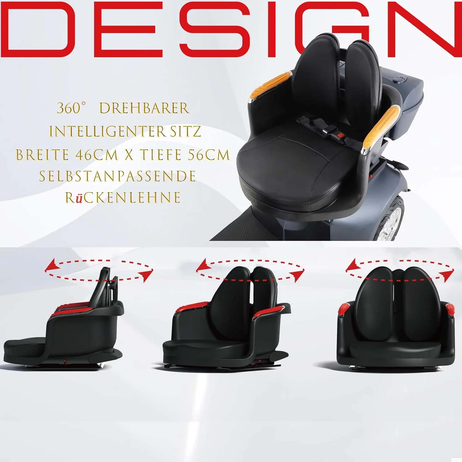 2025 ZVGREEN 4-wiel mobiliteitsscooter voor senioren �C Kapiteinsstoel, max. 15 km/u, ruime opbergruimte, draaibare stoel, elektromagnetische rem