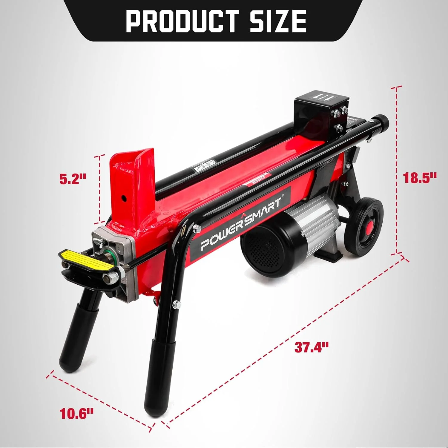 PowerSmart elektrische houtklover 7-ton - Efficiënte houtklover met 3500 motortoerentallen, 15 ampère, horizontaal ontwerp met volledige balk en stalen wig voor het zagen van brandhout en aanmaakhout