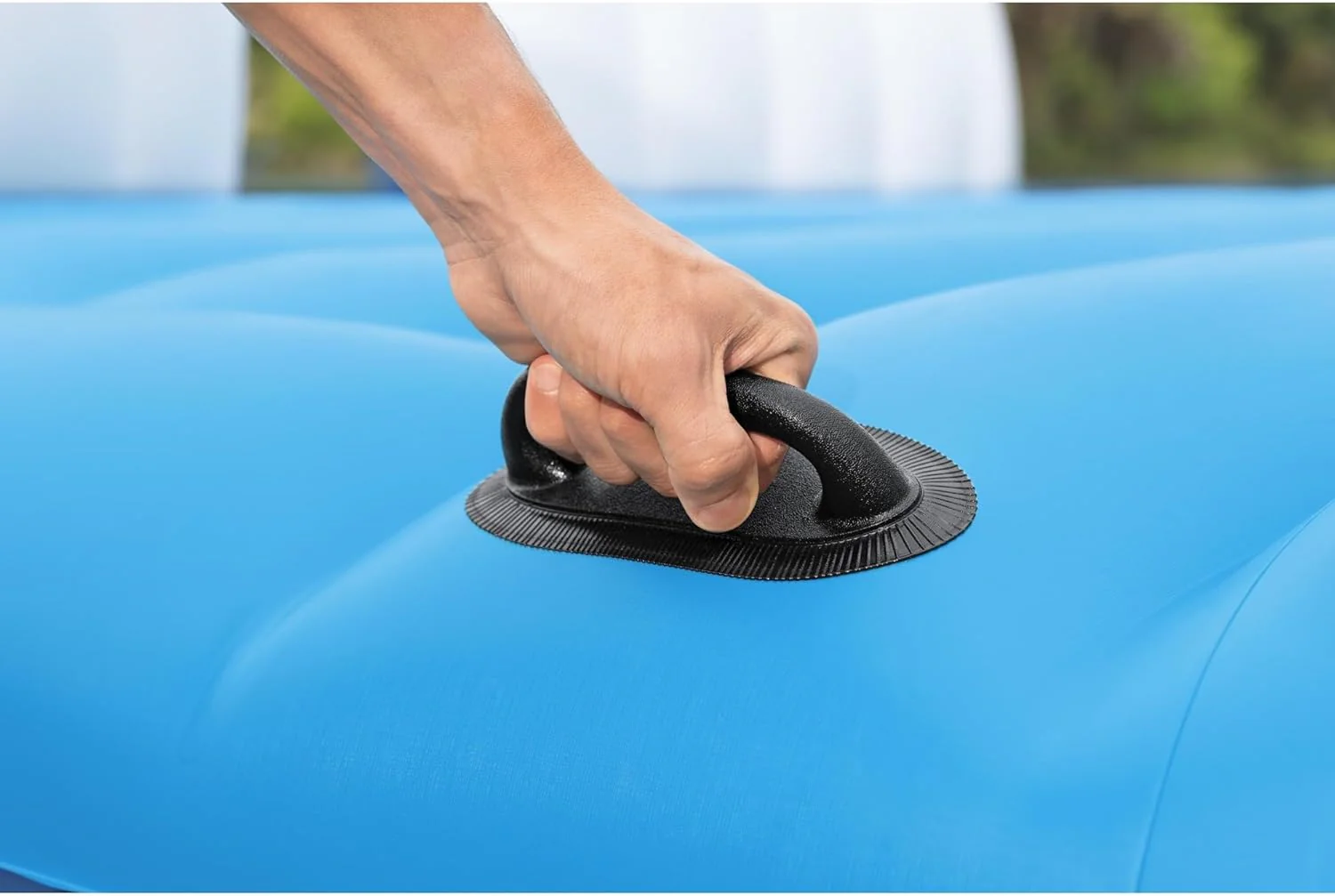 Tropical Breeze 6-persoons opblaasbaar feest-eiland, groot ontspannend waterspeelgoed met afneembaar zonnescherm en koeltas