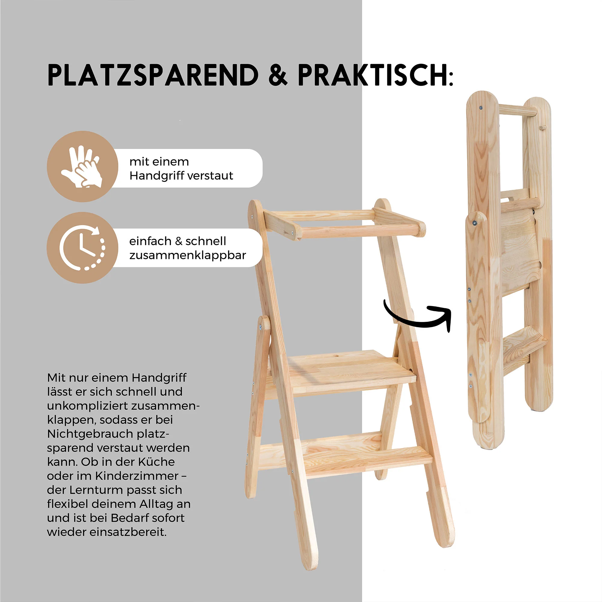 2025 Opvouwbare leertoren van massief hout �C Zwergensache