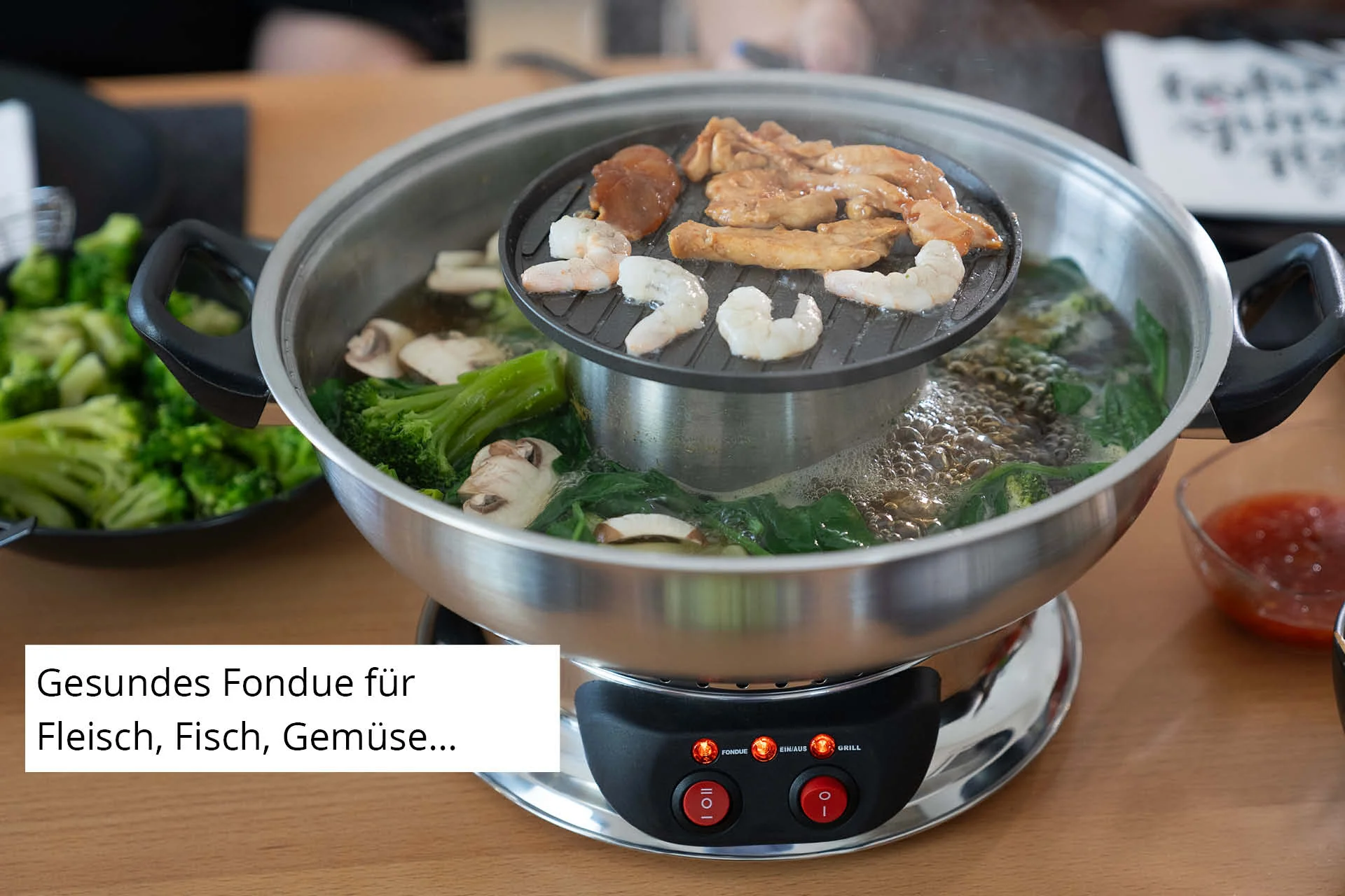 2025 Elektrische Roestvrijstalen Fonduetopf met Grillfunctie �C 2in1 Hot Pot & Tafelgrill, 3-traps Temperatuurregeling