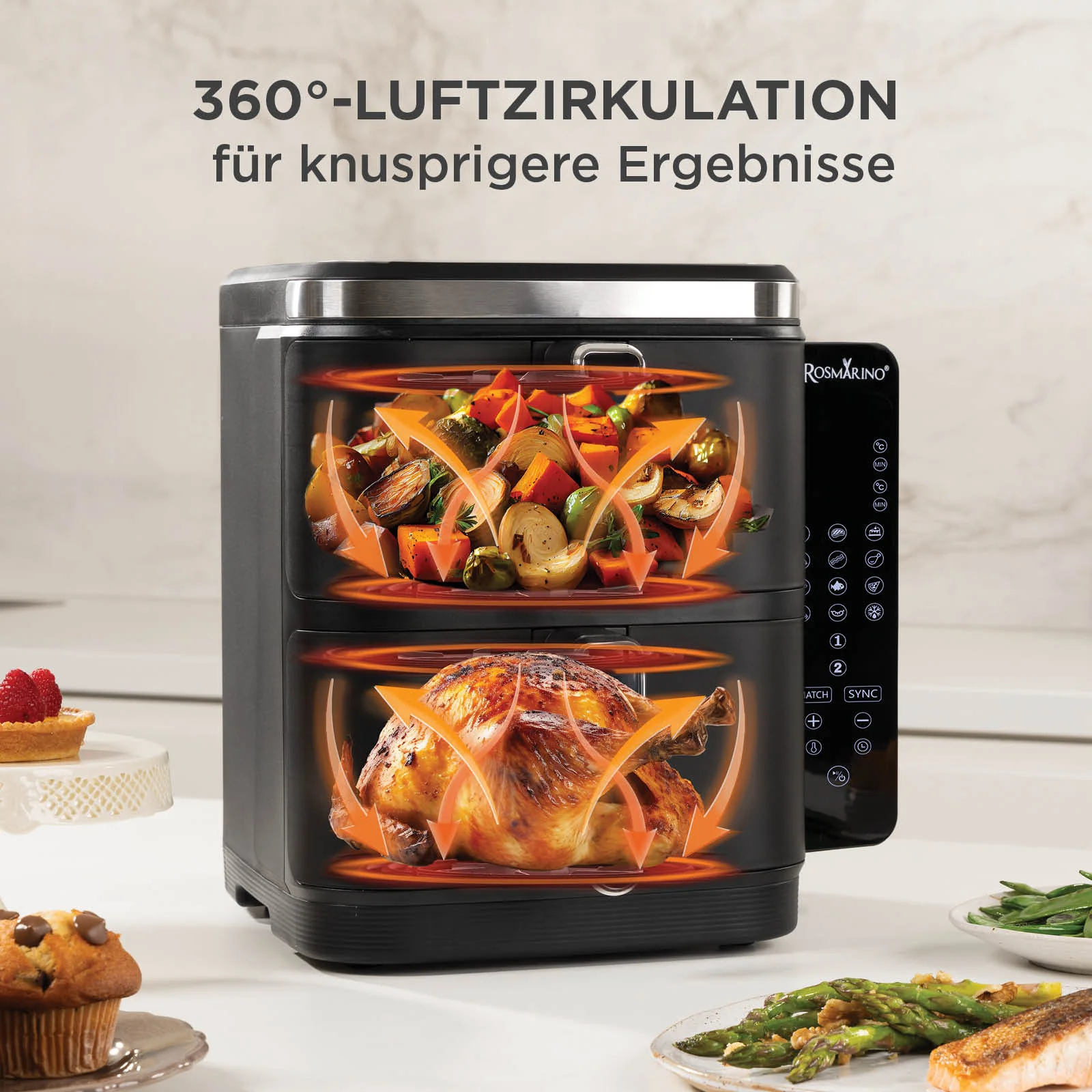 2025 Rosmarino Tower XXL heteluchtfriteuse �C 10,4 L