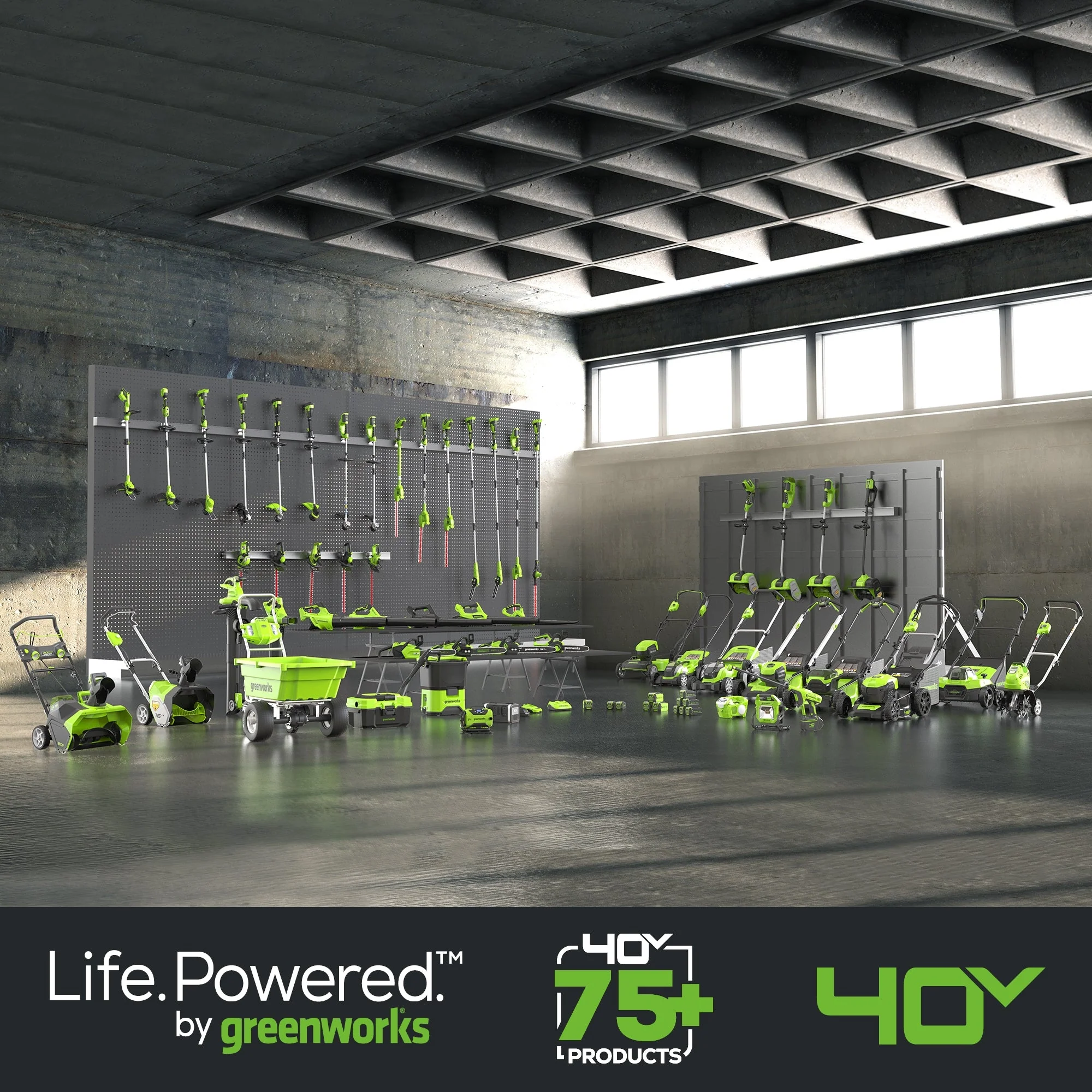 2025 Greenworks 40V 500W Inverter Draagbare Energie Station met 4 Slots, Inclusief (4) 4.0Ah Batterijen en Ingebouwde Oplader