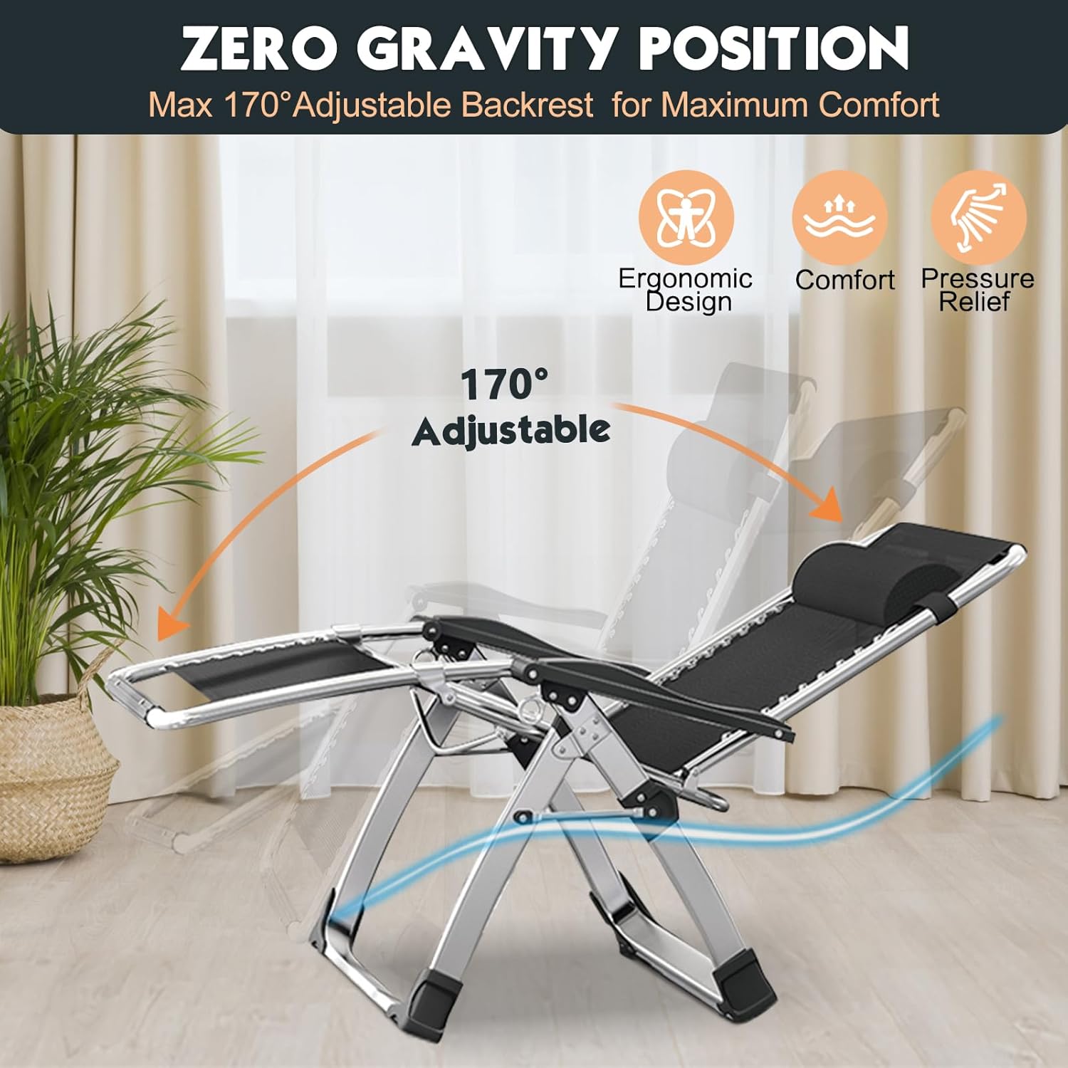 MOPHOTO Zero Gravity Chair Outdoor Lounge Chair with Side Table, Zero Gravity Armchair, Outdoor Lounger, Sturdy and Comfortable, Supports up to 200 kg