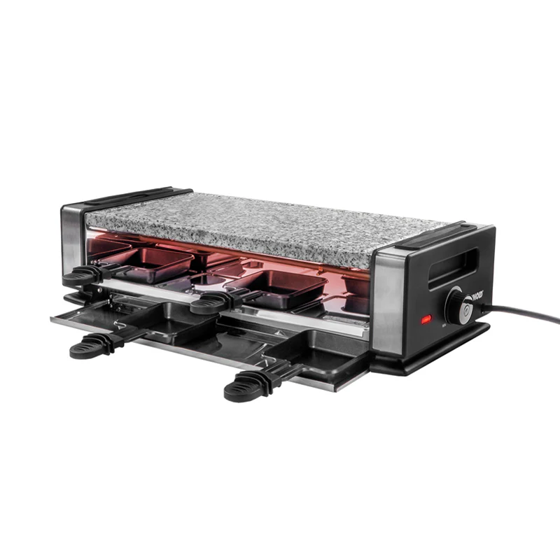 2025 Raclette Delice Basic �C 8-persoons tafelgrill met antiaanbaklaag en pannetjes, traploos instelbare temperatuurregeling