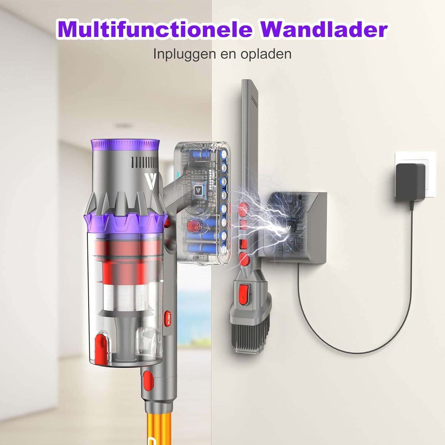 coovy SU7 Stick Vacuum Cleaner Cordless 580W/45Kpa/75Min, LED Display, 1.3 L Vacuum Cleaner Anti-tangle, Stick Vacuum Cleaner Cordless for Pet Hair, Carpet, Hard Floors