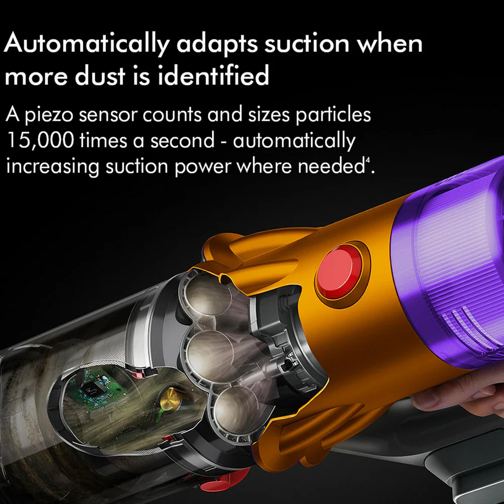 2025 Dyson V12 Detect Slim Absolute Draadloze Steelstofzuiger met Accessoires voor Grondige Reiniging, Geel/Nikkel