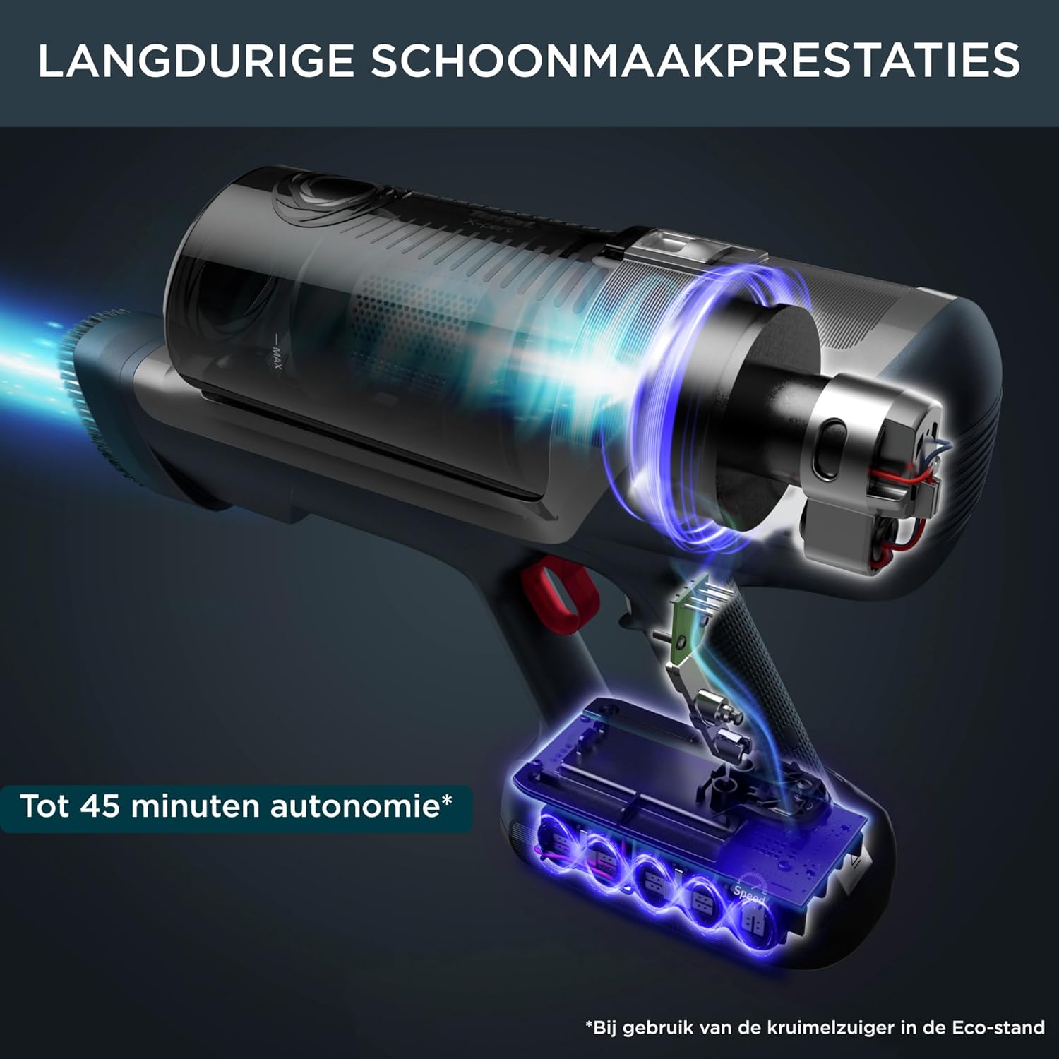 Rowenta X-pert 6.60 Essential RH6838, Cordless Stick Vacuum Cleaner, Automatic Speed Settings, Up to 45 Minutes Autonomy, Removable Battery, Lightweight Design, Dust Thief