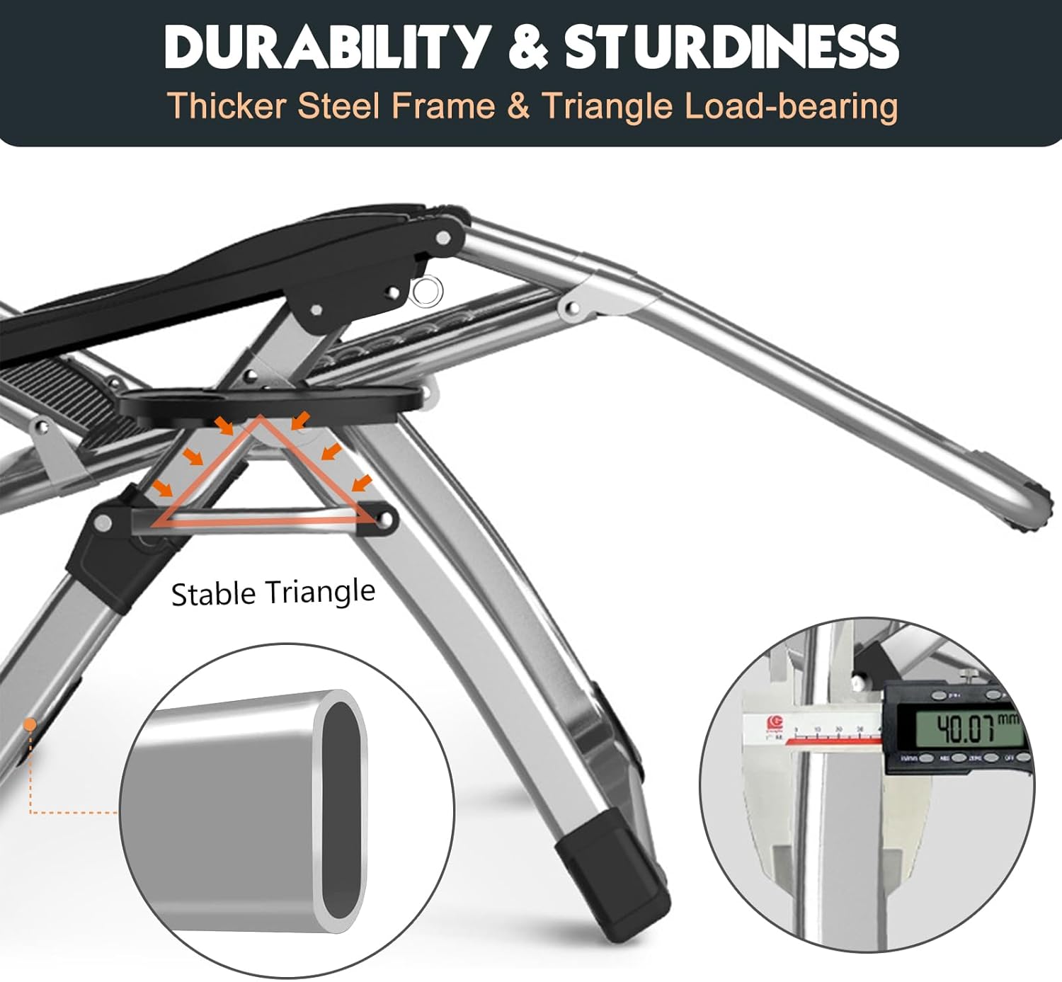 MOPHOTO Zero Gravity Chair Outdoor Lounge Chair with Side Table, Zero Gravity Armchair, Outdoor Lounger, Sturdy and Comfortable, Supports up to 200 kg