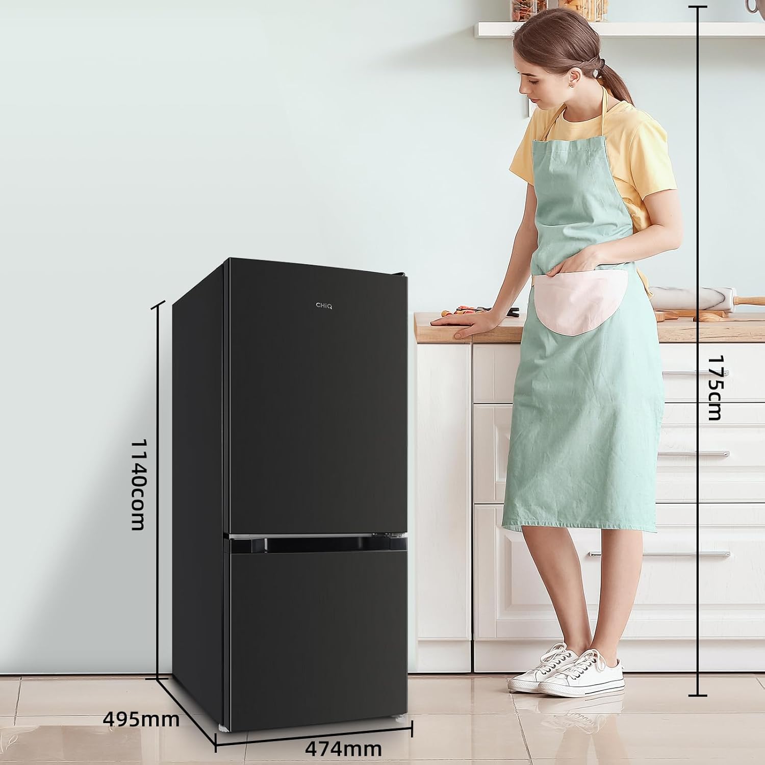 CHiQ FBM351NEI42, Fridge-Freezer, 356 Liters(260 + 96 L), No Frost, Silent 35dB, Inverter Compressor, Digital LED Display, 12 Year Warranty on Compressor, Stainless Steel