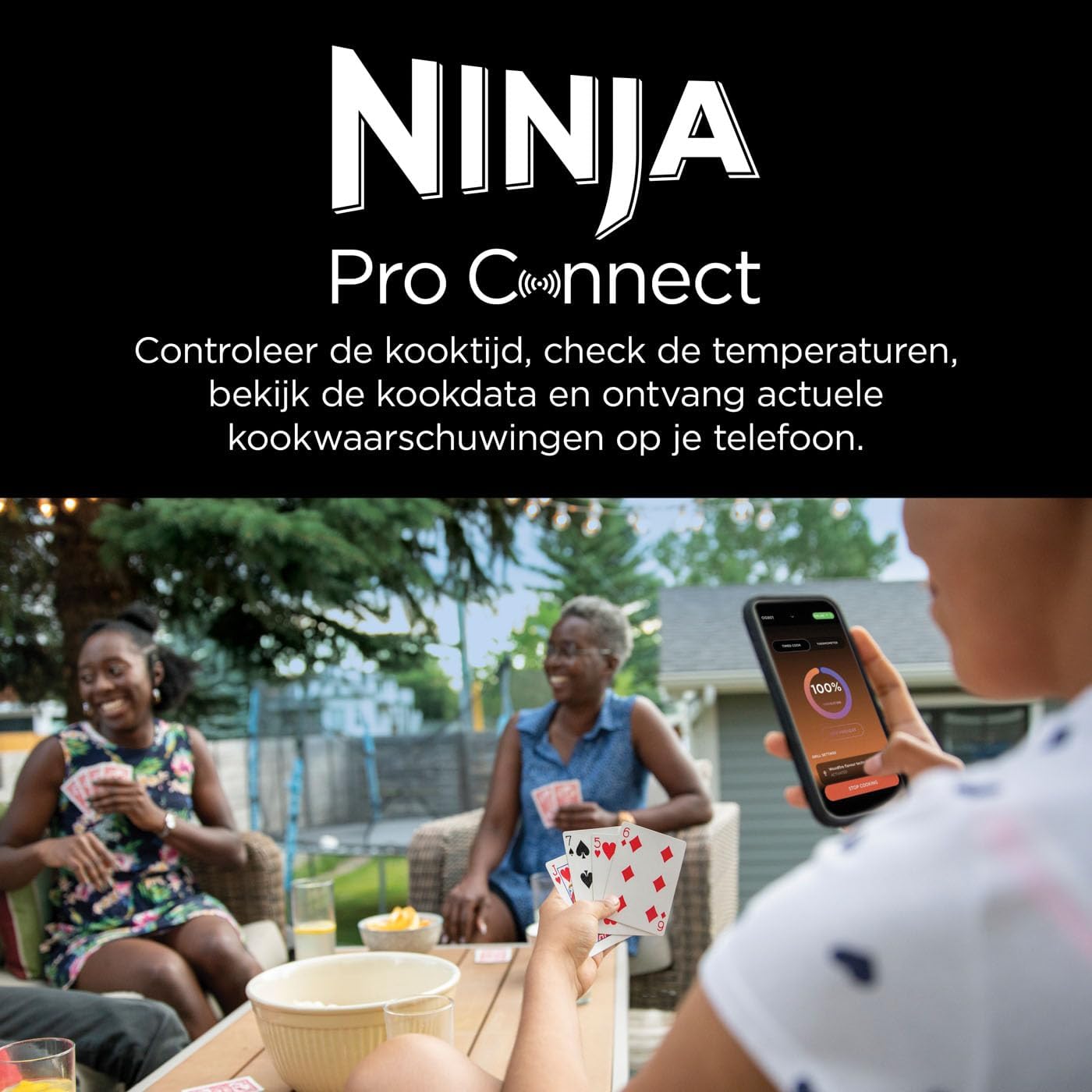 Ninja Woodfire Pro Connect XL Electric BBQ Grill & Smoker with App Control, Digital Sensor, Large 7-in-1 Grill & Air Fryer with Wood Fire Pellets, Weatherproof, Black OG901EU