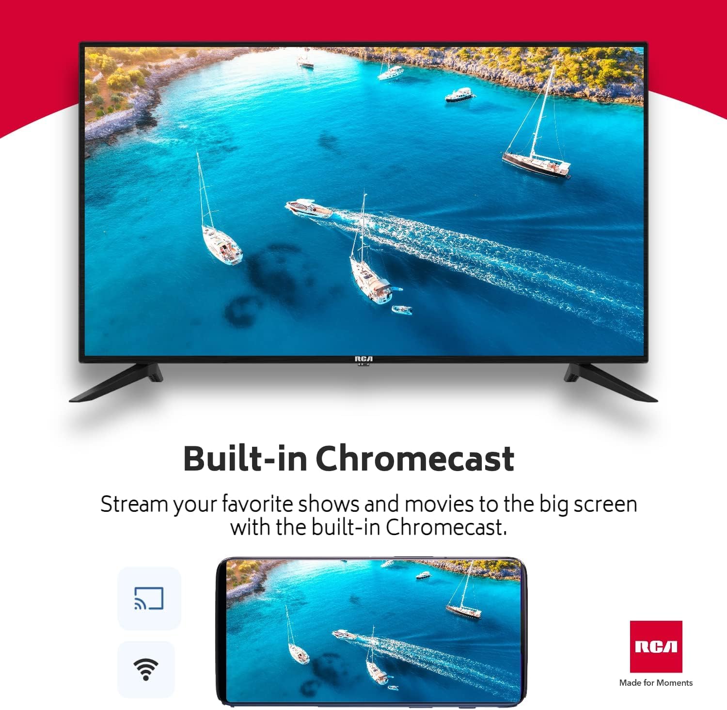RCA RS32H2 Android Smart TV 32 inch (80 cm) Televisie met Google Assistant, Chromecast, Netflix, Prime Video, Google Play, YouTube, Disney+, WiFi, BT-afstandsbediening met microfoon, DVB-S/S2/T/T2/C