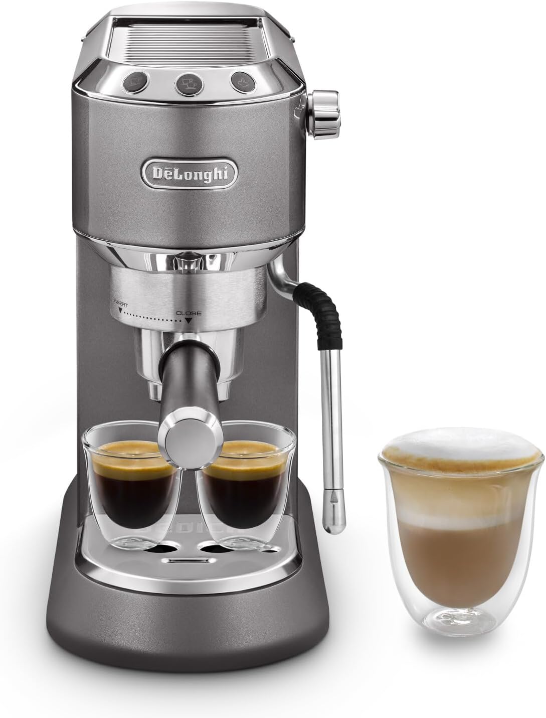 De'Longhi Dedica Style, Traditional Pump Printing Espresso Machine, Coffee and Cappuccino Maker, EC685M, Silver