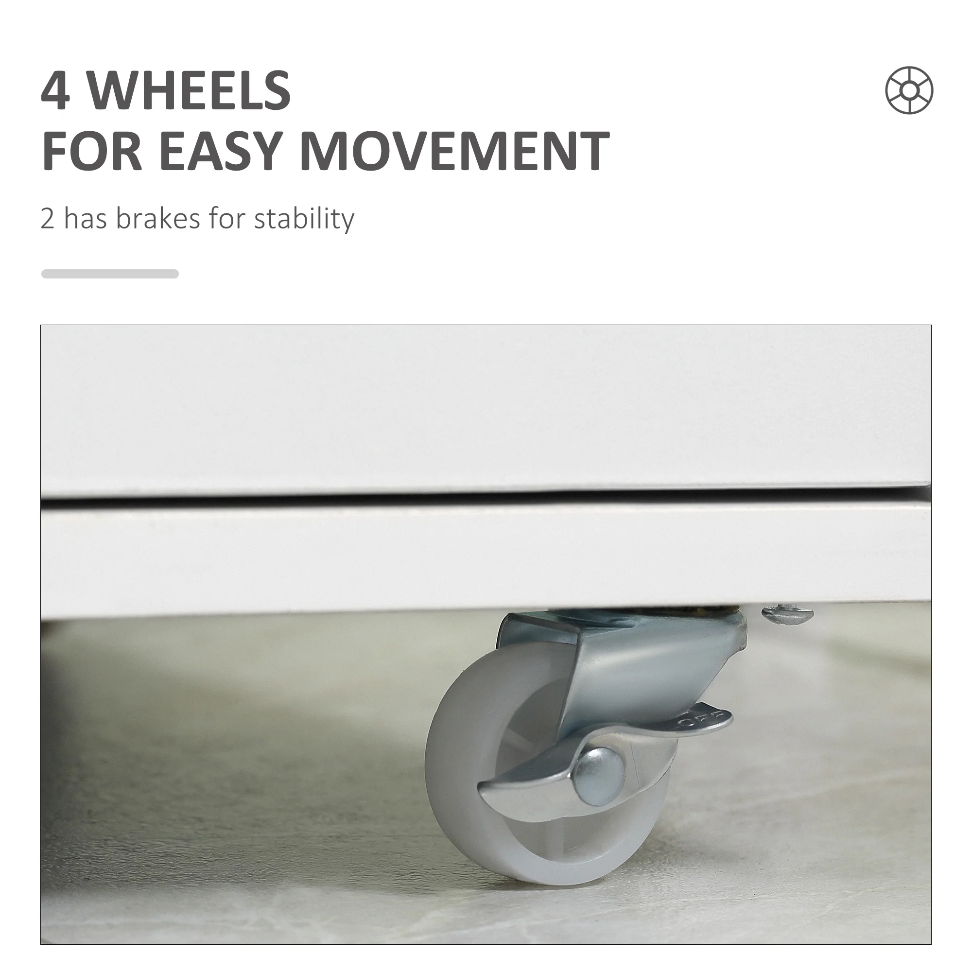 Verticale Archiefkast met 7 Lades, Mobiele Kantoorkast op Wieltjes voor Studie of Kantoor, Wit