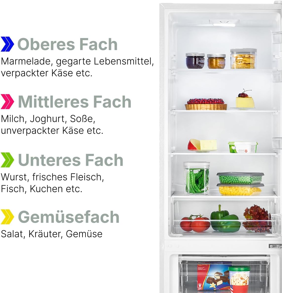 Bomann  Fridge-freezer, 269 l capacity - cooling: 198 L | freezing: 71 l, energy saving, quiet 39 dB, LED, interchangeable door stop, height: 180 x width: 55 x depth: 56 cm - KG 184.1 inox