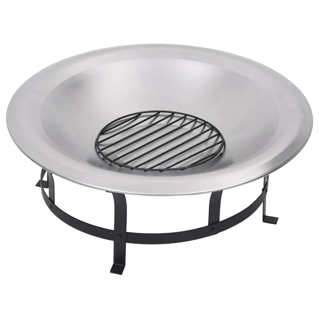 Vuurschaal met Grill RVS 76 cm Vuurplaats Hark Vonkenscherm