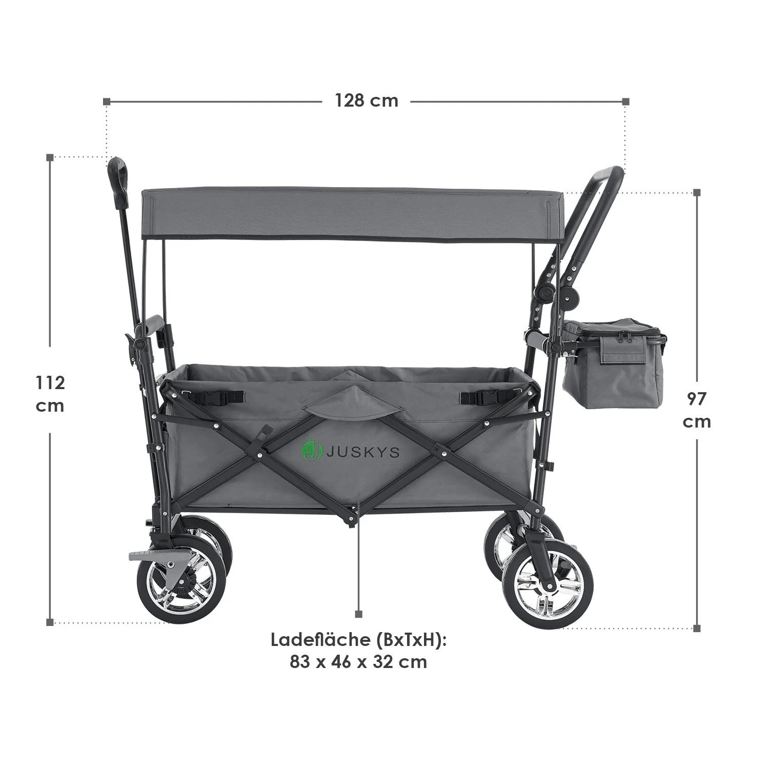 2025 Opvouwbare bolderwagen met dak en tas