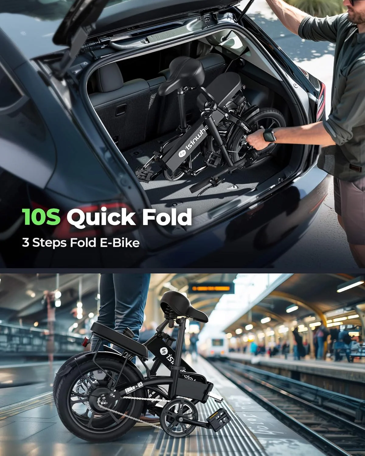 Elektrische fiets voor volwassenen, 500W motor, 20 mph opvouwbare e-bike, 14