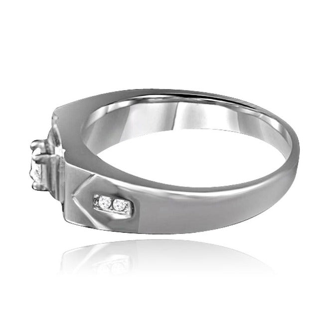 Round Diamond Veneer Cubic Zircon Men's Ring. 635R1012