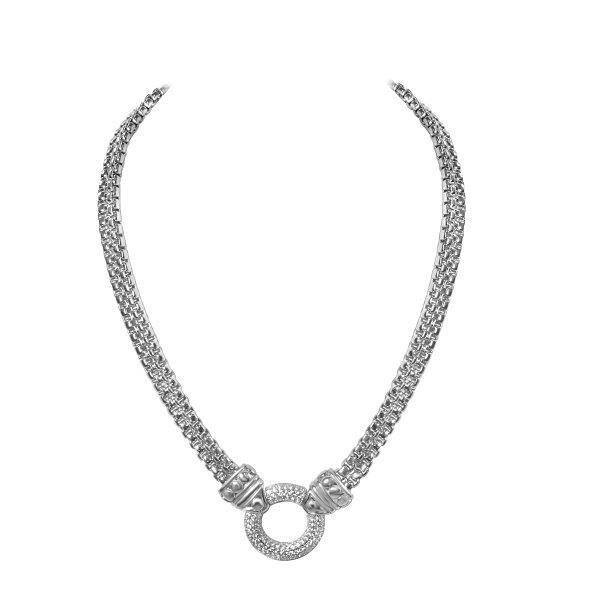 Circle Zirconite Cubic zirconia Chain Doorbell Necklace. 500N3961
