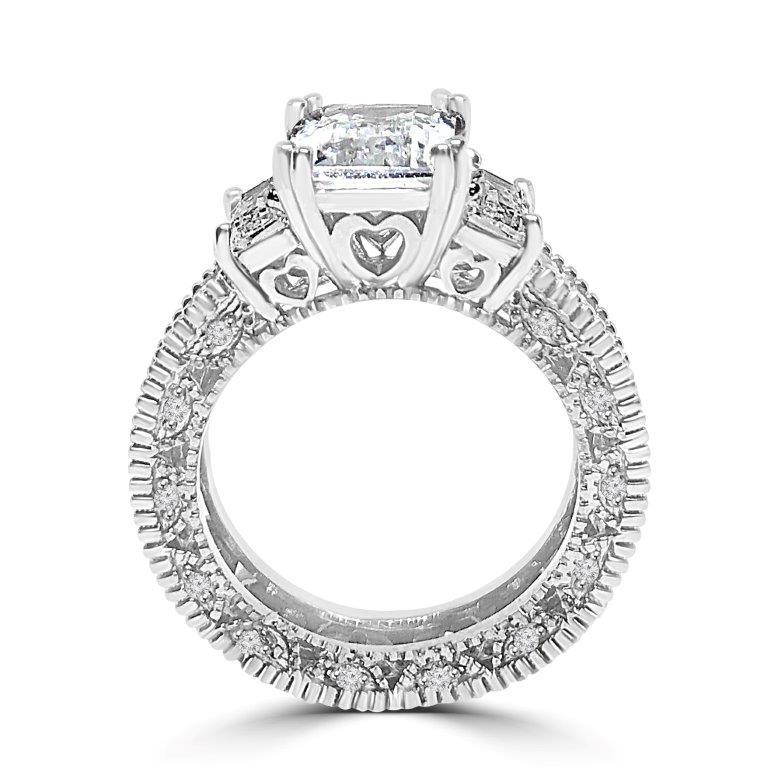 1.5CT Emerald cut Cubic Zirconia Engagement Ring Set. 635R12997