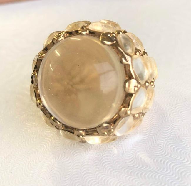 Clear Resin Art Deco Gold Ring. 501RL0344