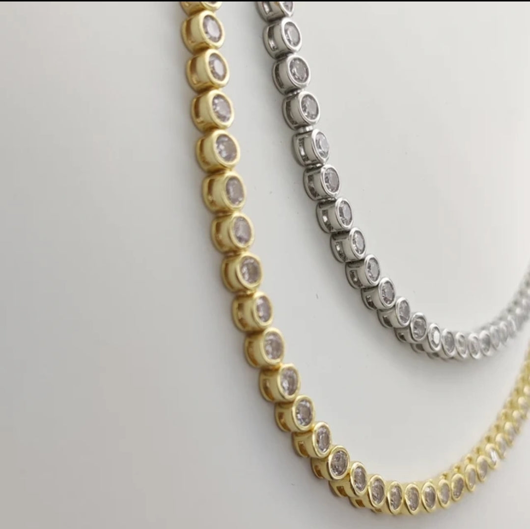 Bezel Set Tennis Necklace Zirconite Sterling Silver. 602N50230