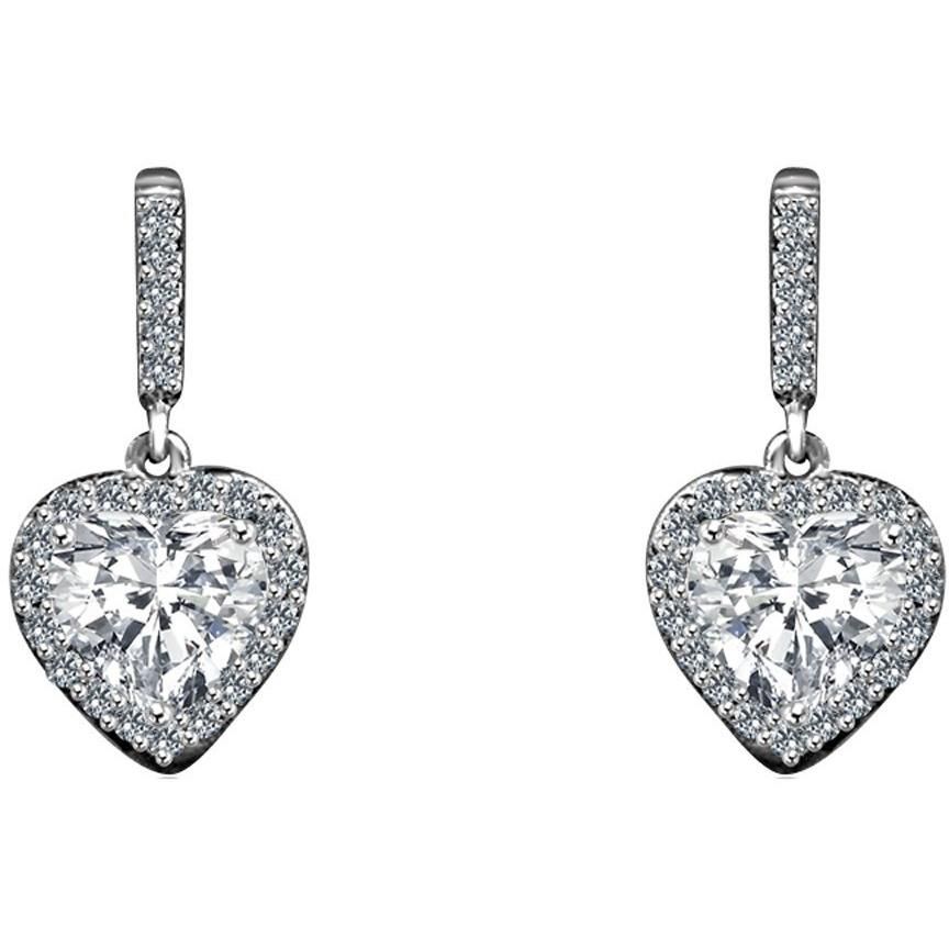 3CT TW Diamond Veneer Cubic Zirconia Sterling Silver Heart Earrings. 635E10779