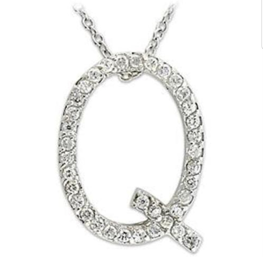 Large initials Pendant necklace Zirconite Cubic Zirconia . 501P