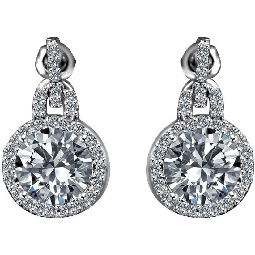 6CT TW Round Cubic Zirconia Earrings. Diamond Veneer 635E10732