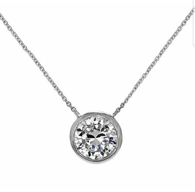 Round Zirconite Cubic Zirconia Solitaire Pendant. ZBYx1