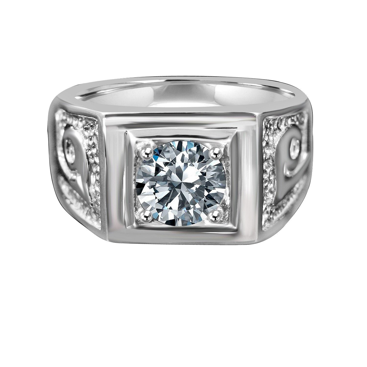 2CT Round Diamond Veneer Cubic Zirconia Men's Ring. 635R1003