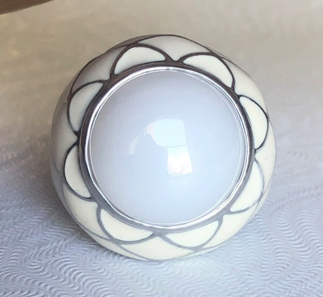 Enamel Dome Cabochon Gold Ring. Zirconite 501R9W185