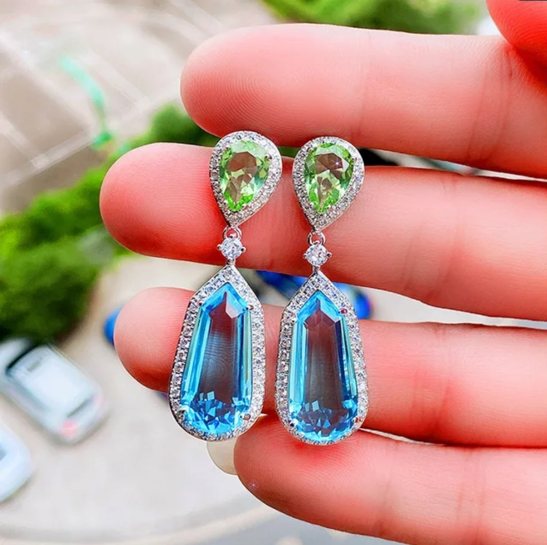 Aqua Blue Cubic Zirconia Earrings Zirconite.826E1074