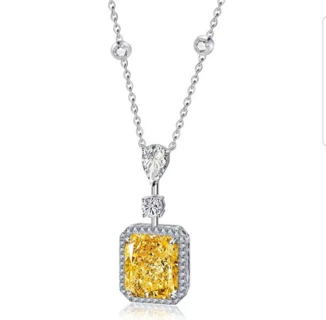 Radiant Diamond Veneer Cubic Zirconia halo Pendant Necklace. 800P101