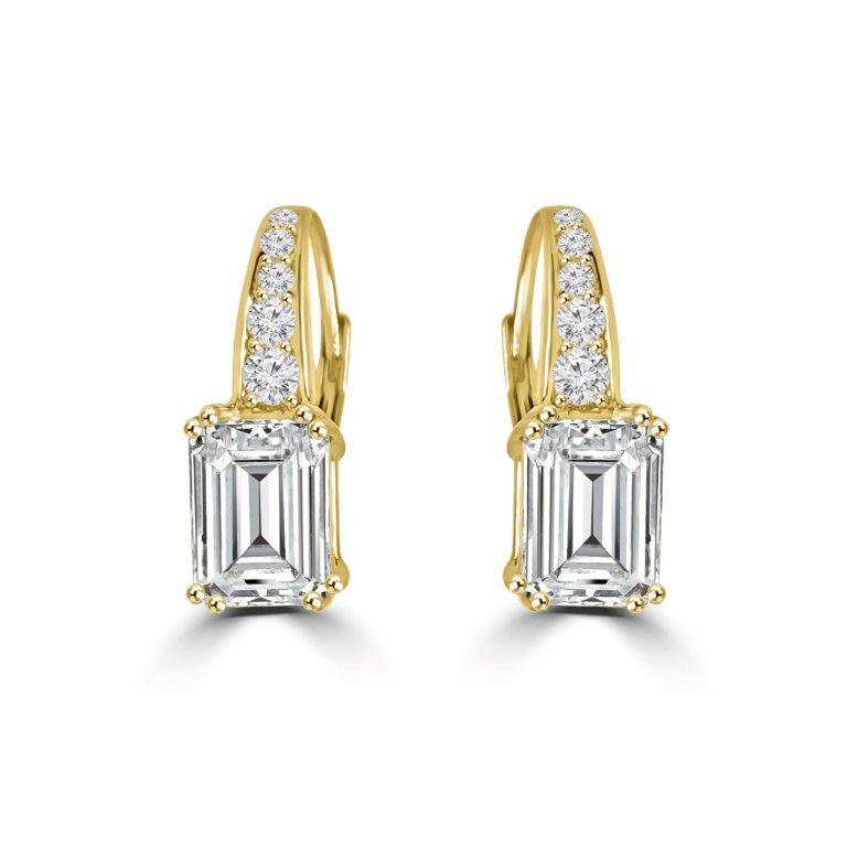 3CT TW Emerald Diamond Veneer Cubic zirconia lever back earrings. 635E11327E