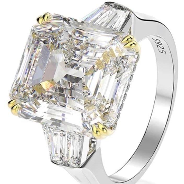 15CT Asscher Cubic Zirconia Engagement Ring. 801R9007