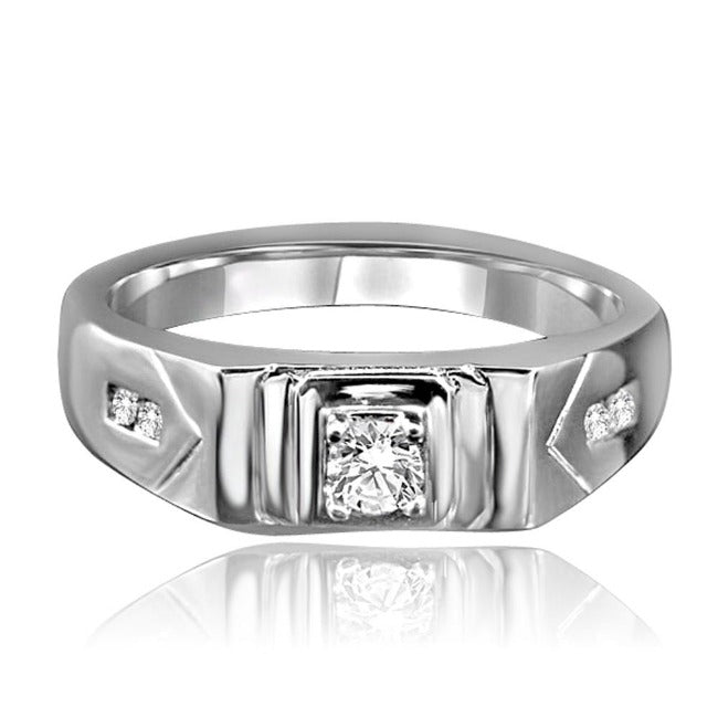 Round Diamond Veneer Cubic Zircon Men's Ring. 635R1012