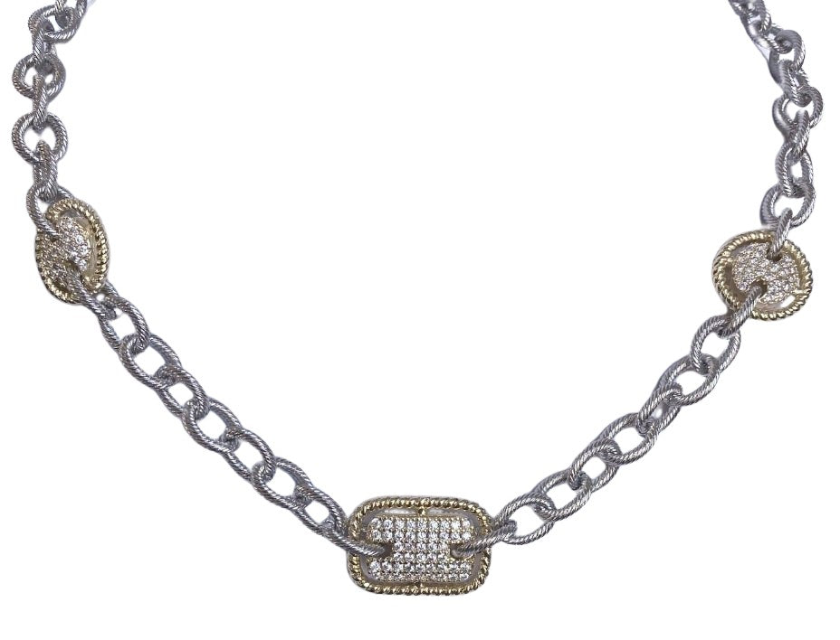 Zirconite cubic Zirconia  2Tone Necklace. 500N6741