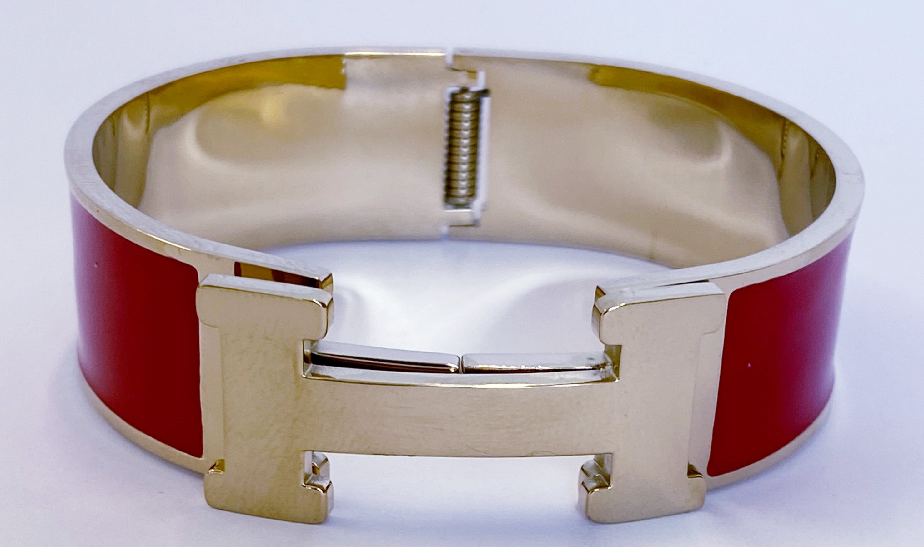 Zirconite enamel hinged Stainless Steel Bangle. 500B6487