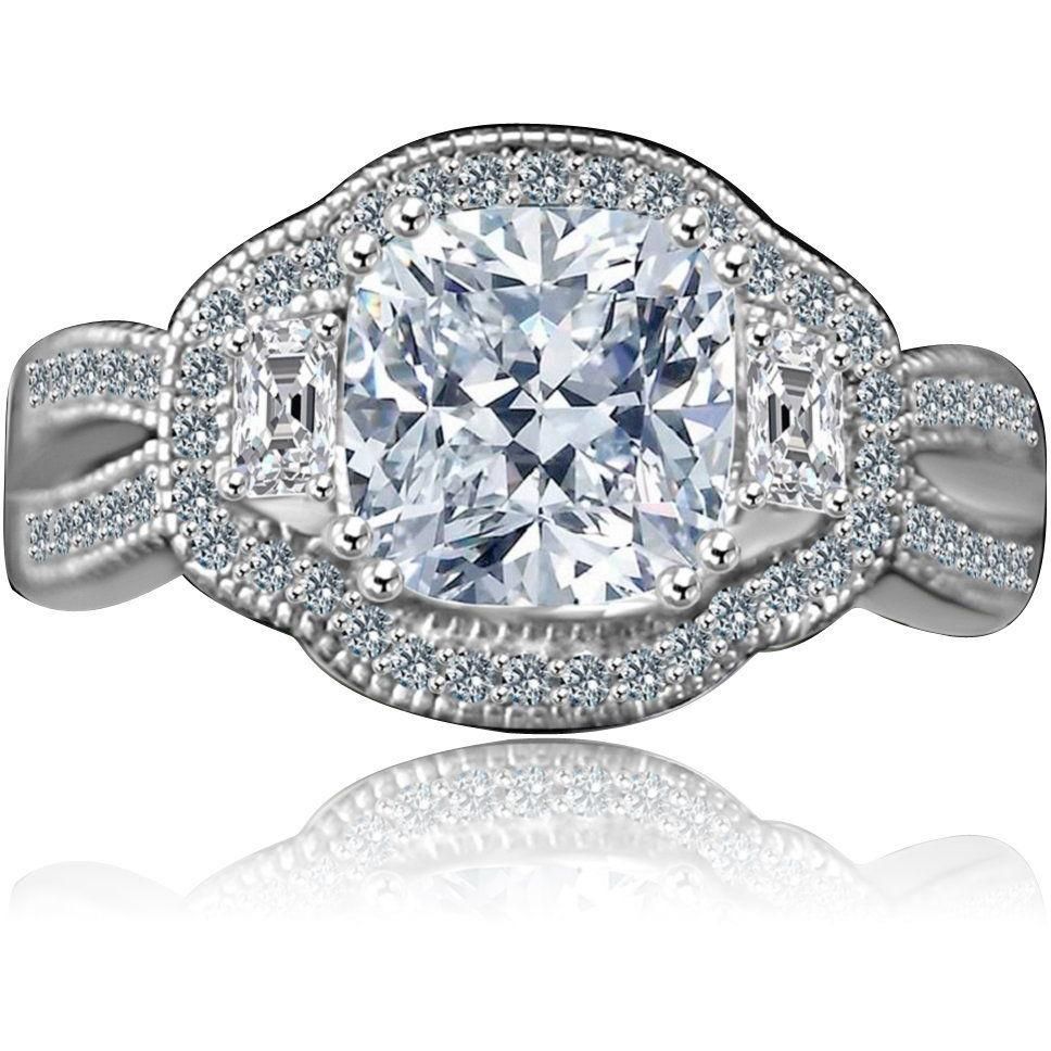 2.5CT Cushion Diamond Veneer Cubic Zirconia Ring. 635R4004
