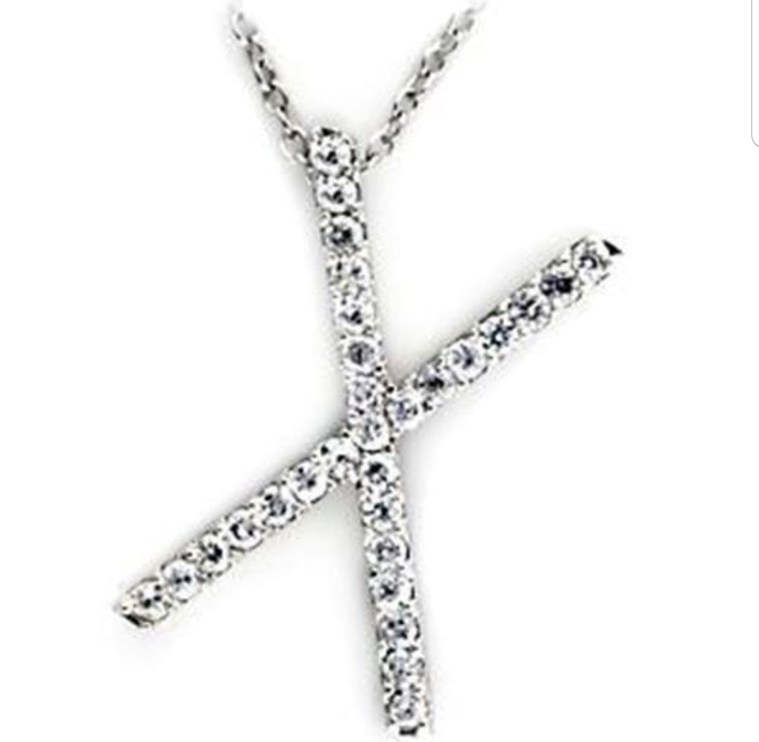 Large initials Pendant necklace Zirconite Cubic Zirconia . 501P